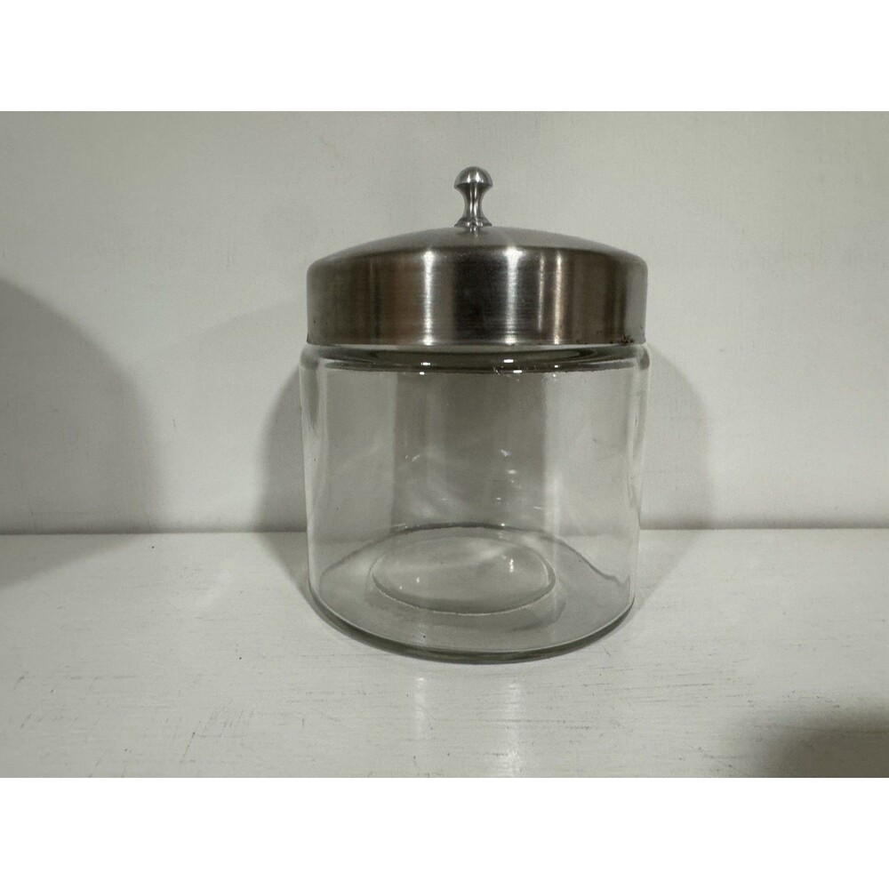 VTG Glass Profex Medical Jar 5”x4” Clear w/Lid Doctor Dentist Memorabilia